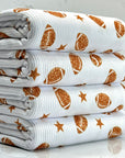 (4X2 YUMMY RIB) FOOTBALLS AND STARS ON OFF WHITE