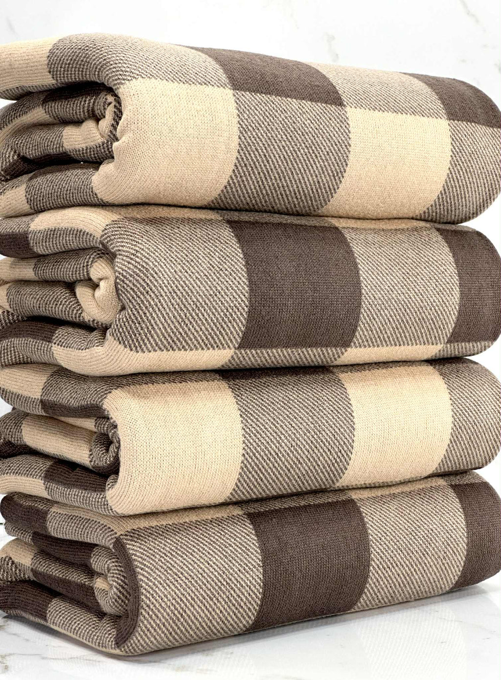 (SWEATER KNIT/ OAKLEY) BROWN AND TAUPE GINGHAM PLAID (1)
