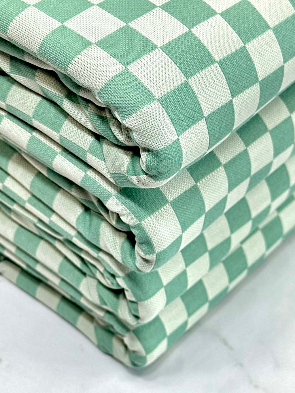 (DOUBLE KNIT) DARK SAGE CHECKERED PATTERN