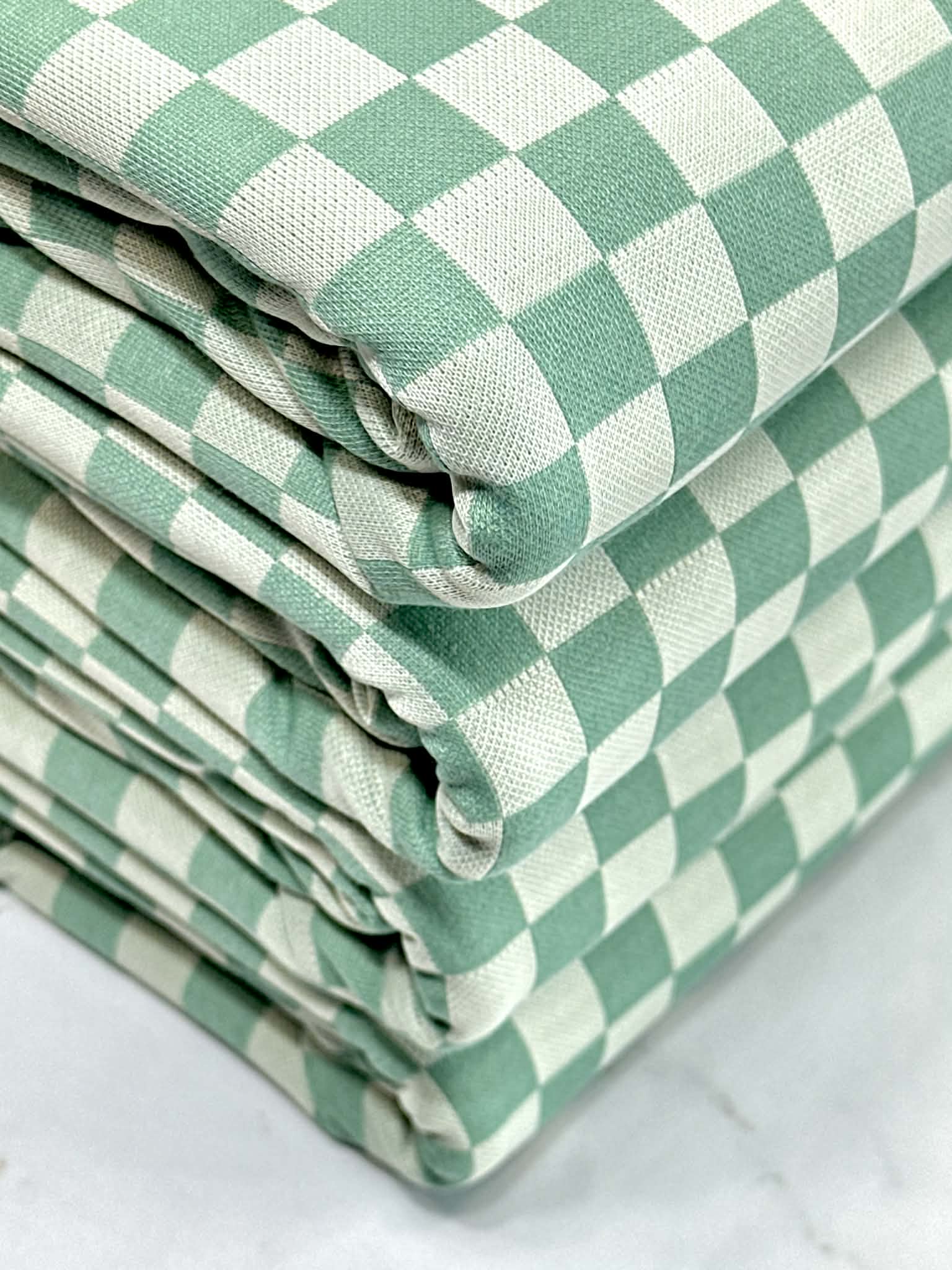 (DOUBLE KNIT) DARK SAGE CHECKERED PATTERN