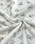(POINTELLE COTTON SPANDEX RIB) TEDDY BEARS ON OFF WHITE