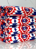 (SWEATER KNIT/ OAKLEY) BLUE, RED, AND OFF WHITE WESTERN STAR PATTERN