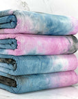 (4X2 YUMMY RIB) LAVENDER , BLUE, AND BLACK TIE DYE