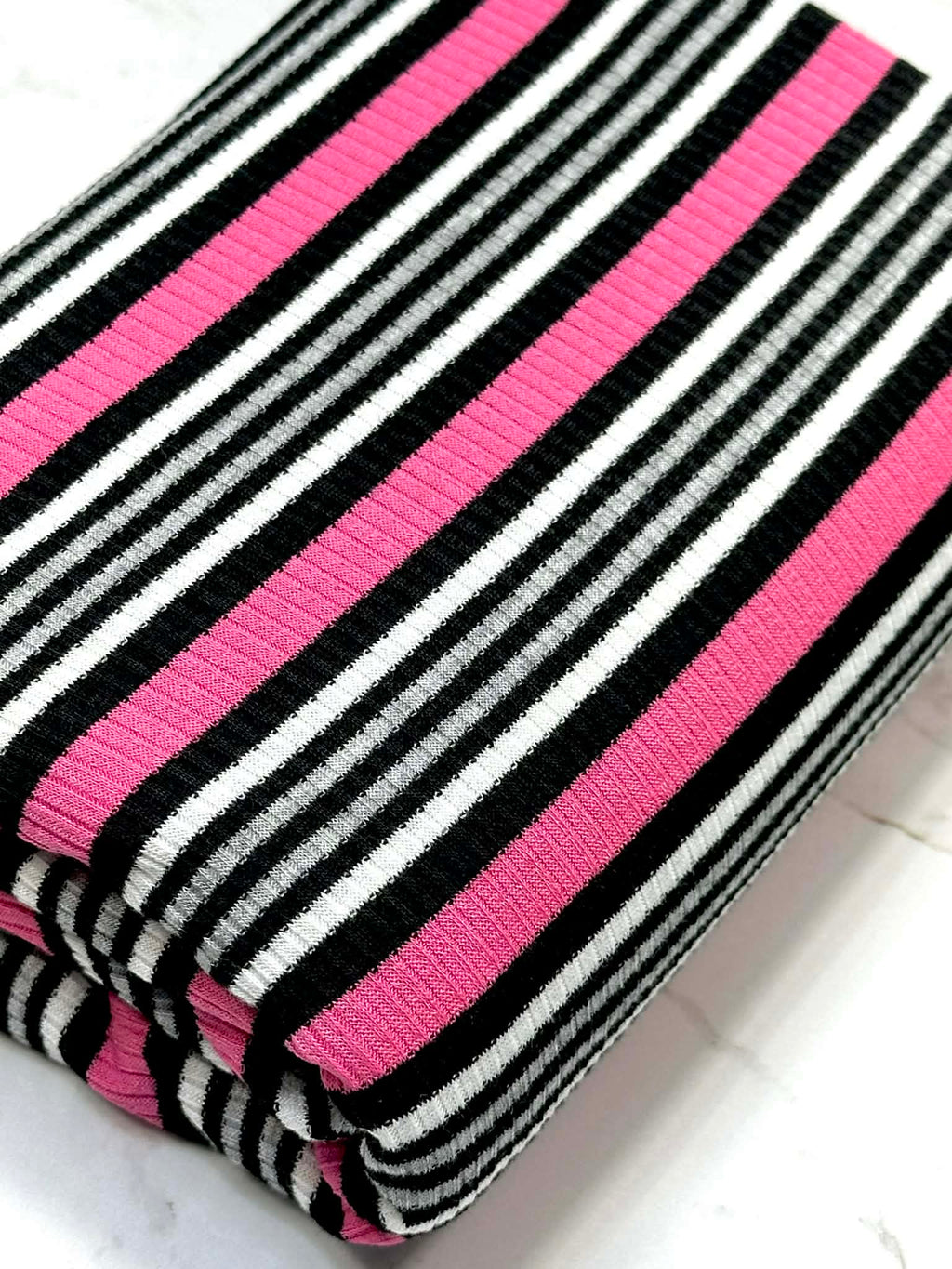 (RIB) HOT PINK, BLACK, GRAY AND OFF WHITE STRIPES (2)