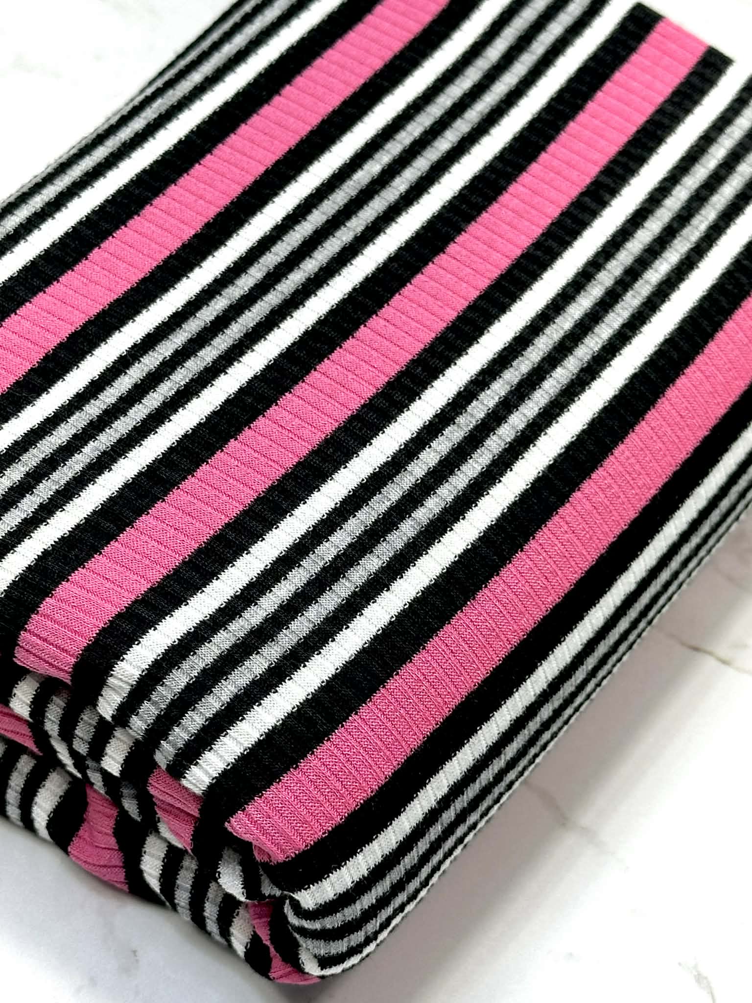 (RIB) HOT PINK, BLACK, GRAY AND OFF WHITE STRIPES (2)