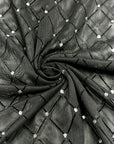 (MESH) SILVER GLITTER AND DIAMOND PATTERN ON BLACK