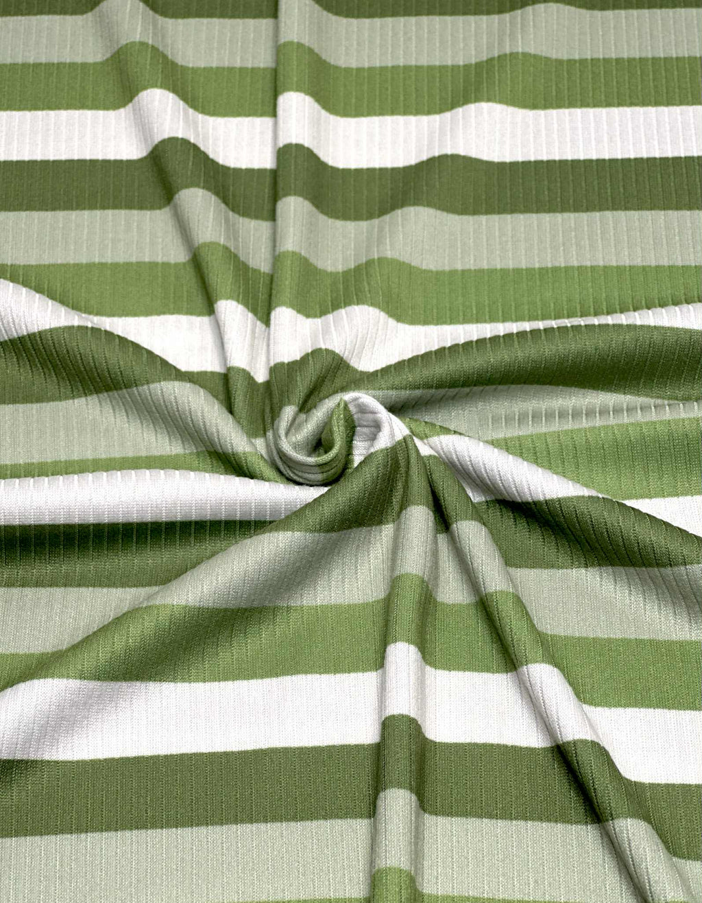 (4X2 RIB) SAGE GREEN AND OFF WHITE STRIPES