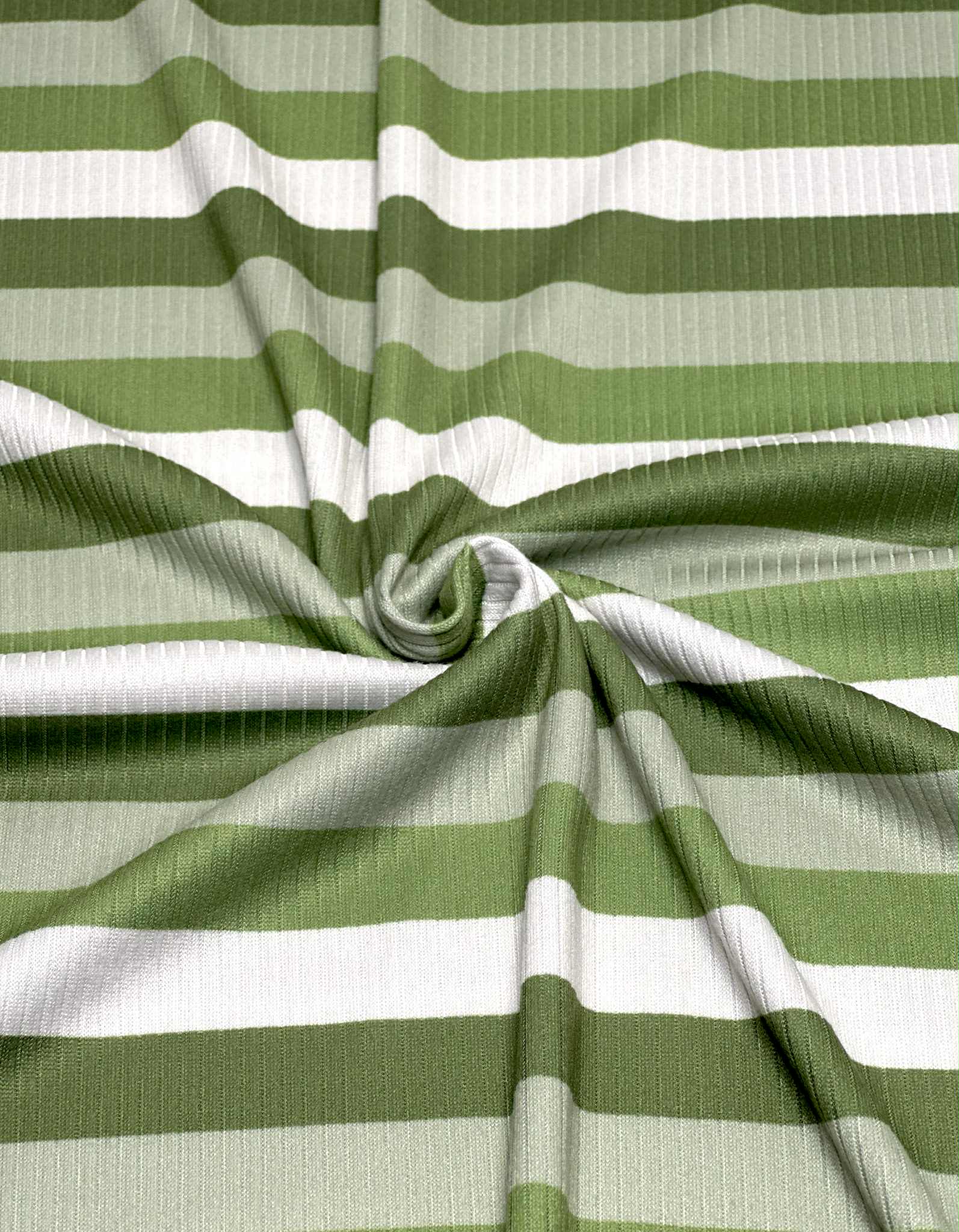 (4X2 RIB) SAGE GREEN AND OFF WHITE STRIPES