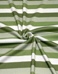 (4X2 RIB) SAGE GREEN AND OFF WHITE STRIPES