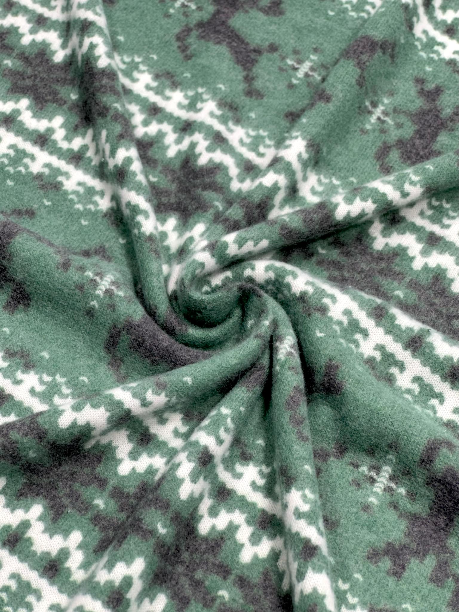(BRUSHED SWEATER KNIT) BLACK REINDEERS ON DARK GREEN