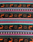 (SWEATER KNIT) RED REINDEERS ON BLACK AND PINK, TURQUOISE PATTERN