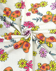 (YUMMY RIB) BUTTERFLIES AND FLOWERS ON LIGHT CREAM