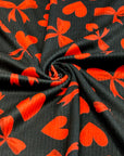 (4X2 YUMMY RIB) RED HEARTS AND BOWS ON BLACK
