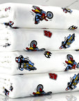 (COTTON SPANDEX) MOTORCYCLE RACER ON OFF WHITE