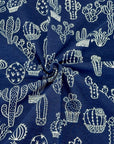 (COTTON SPANDEX) NAVY AND WHITE DESERT CACTUS PLANTS