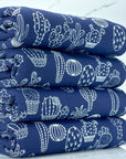 (COTTON SPANDEX) NAVY AND WHITE DESERT CACTUS PLANTS