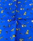 (COTTON SPANDEX) CONSTRUCTION TRUCKS ON BLUE