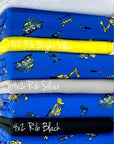 (COTTON SPANDEX) CONSTRUCTION TRUCKS ON BLUE