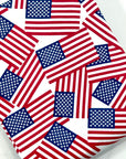 (COTTON SPANDEX) AMERICAN FLAGS ON OFF WHITE