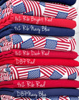 (COTTON SPANDEX) AMERICAN FLAGS ON OFF WHITE