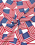 (COTTON SPANDEX) AMERICAN FLAGS ON OFF WHITE