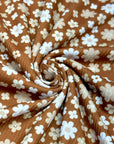 (2X2 YUMMY RIB) CREAM AND OFF WHITE TINY FLOWERS ON BROWN