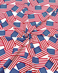 (COTTON SPANDEX) AMERICAN FLAGS ON OFF WHITE