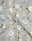 (DBP) WHITE AND GOLD WONDERLAND FLOWERS ON LIGHT GRAY