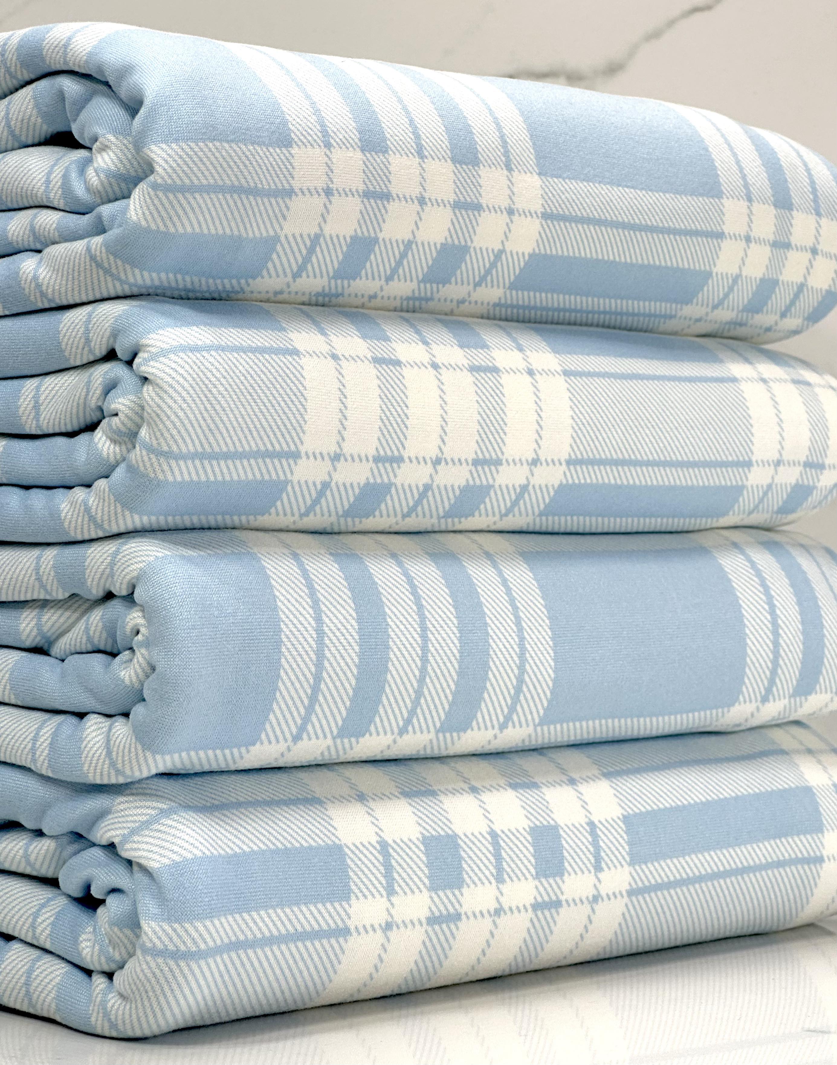(DBP) SKY BLUE AND IVORY PLAID