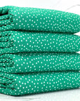 (4X2 YUMMY RIB) TINY OFF WHITE POLKA DOTS ON GREEN