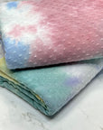 (SWISS DOT) AQUA, YELLOW, PURPLE AND OFF WHITE TIE DYE