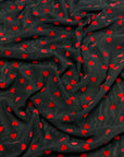 (MESH) TINY RED FLOCK HEARTS ON BLACK