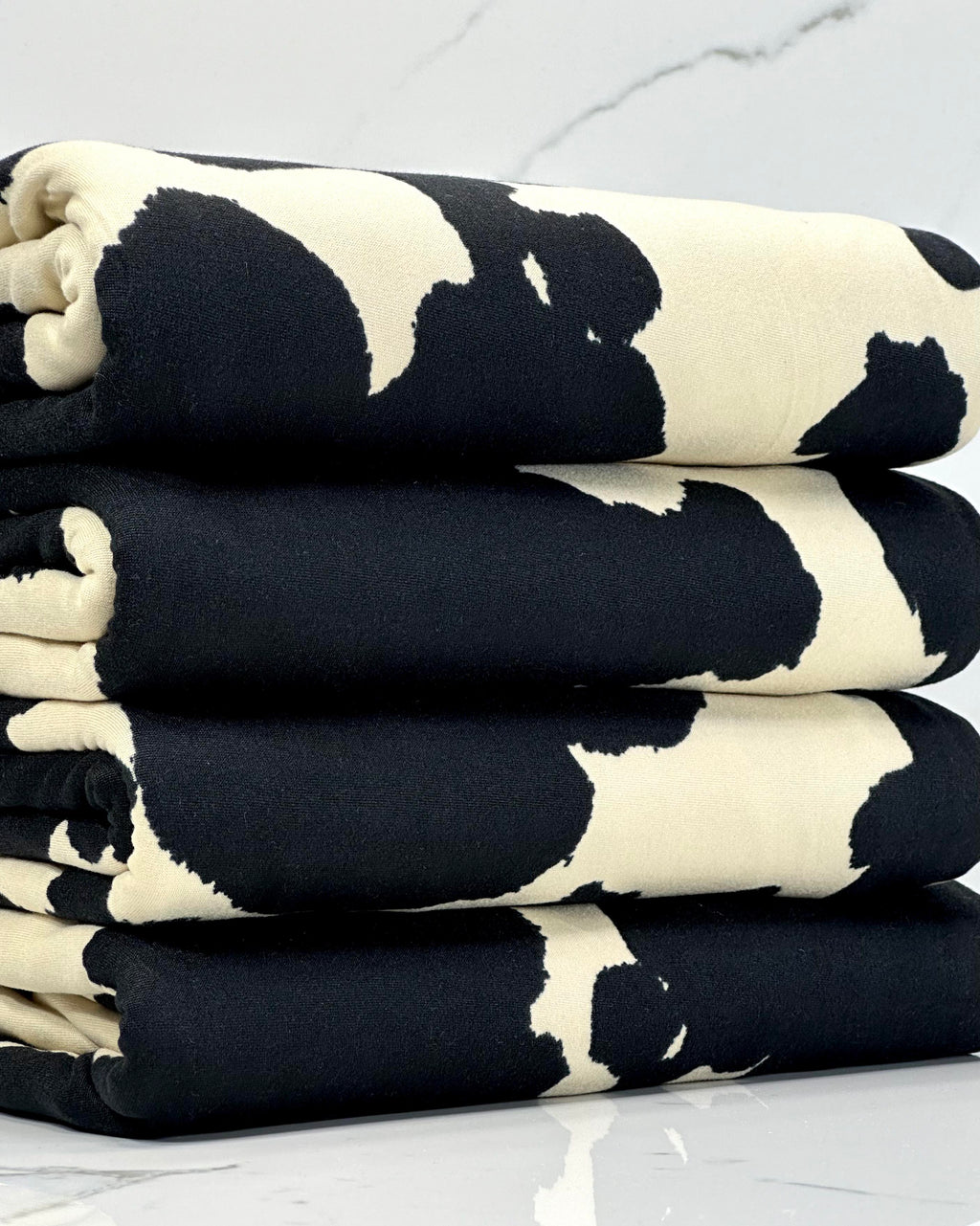 (DBP) BLACK COW PRINT ON VINTAGE IVORY