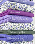 (4X2 YUMMY RIB) PURPLE AND GRAPE SMALL FLOWERS ON OFF WHITE