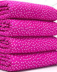 (4X2 YUMMY RIB) TINY OFF WHITE POLKA DOTS ON FUSCHIA