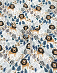 (RAYON MODAL) LIONS AND BLUE LEAFS ON OFF WHITE