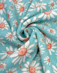 (BELLA RIB) WHITE AND RUST DAISIES ON AQUA