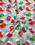 (DBP) CHRISTMAS STOCKINGS AND SNOWFLAKES ON BABY BLUE