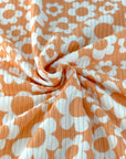 (4X2 YUMMY RIB) OFF WHITE RETRO FLOWERS ON PEACH