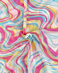 (MESH) HOT PINK, MUSTARD, BLUE, AND OFF WHITE MARBLE SWIRL PRINT