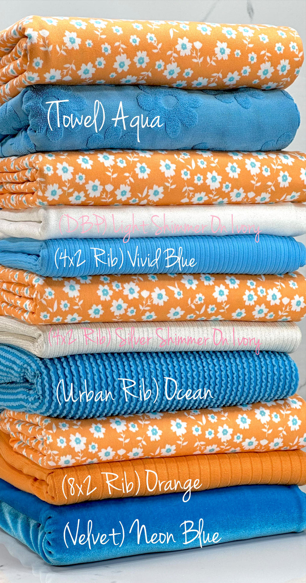 (DBP) TINY DARK MINT AND OFF WHITE FLOWERS ON ORANGE