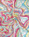 (MESH) HOT PINK, MUSTARD, BLUE, AND OFF WHITE MARBLE SWIRL PRINT