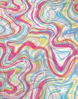 (MESH) HOT PINK, MUSTARD, BLUE, AND OFF WHITE MARBLE SWIRL PRINT