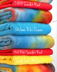 (FRENCH TERRY) NEON BLUE, RED, AND MUSTARD TIE DYE