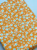 (DBP) TINY DARK MINT AND OFF WHITE FLOWERS ON ORANGE