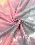 (FRENCH TERRY) PINK, SILVER, AND TAN TIE DYE