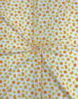 (COTTON SPANDEX) SMALL YELLOW AND ORANGE BUTTERFLIES ON OFF WHITE