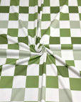 (4X2 RIB) SAGE GREEN AND OFF WHITE CHECKERED