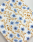 (DBP) BERRY BLUE && GOLD WONDERLAND FLOWERS ON WHITE