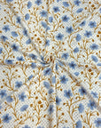 (DBP) BERRY BLUE && GOLD WONDERLAND FLOWERS ON WHITE